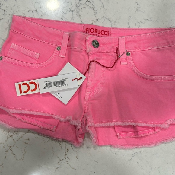 Fiorucci Pants - Fiorucci 27 frayed shorts NWT pink denim